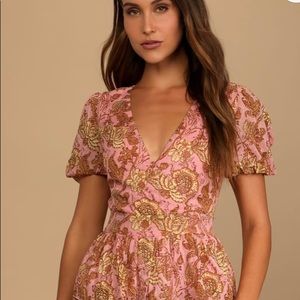 Sweet Fantasies Pink Multi Floral Print Tiered Mini Dress